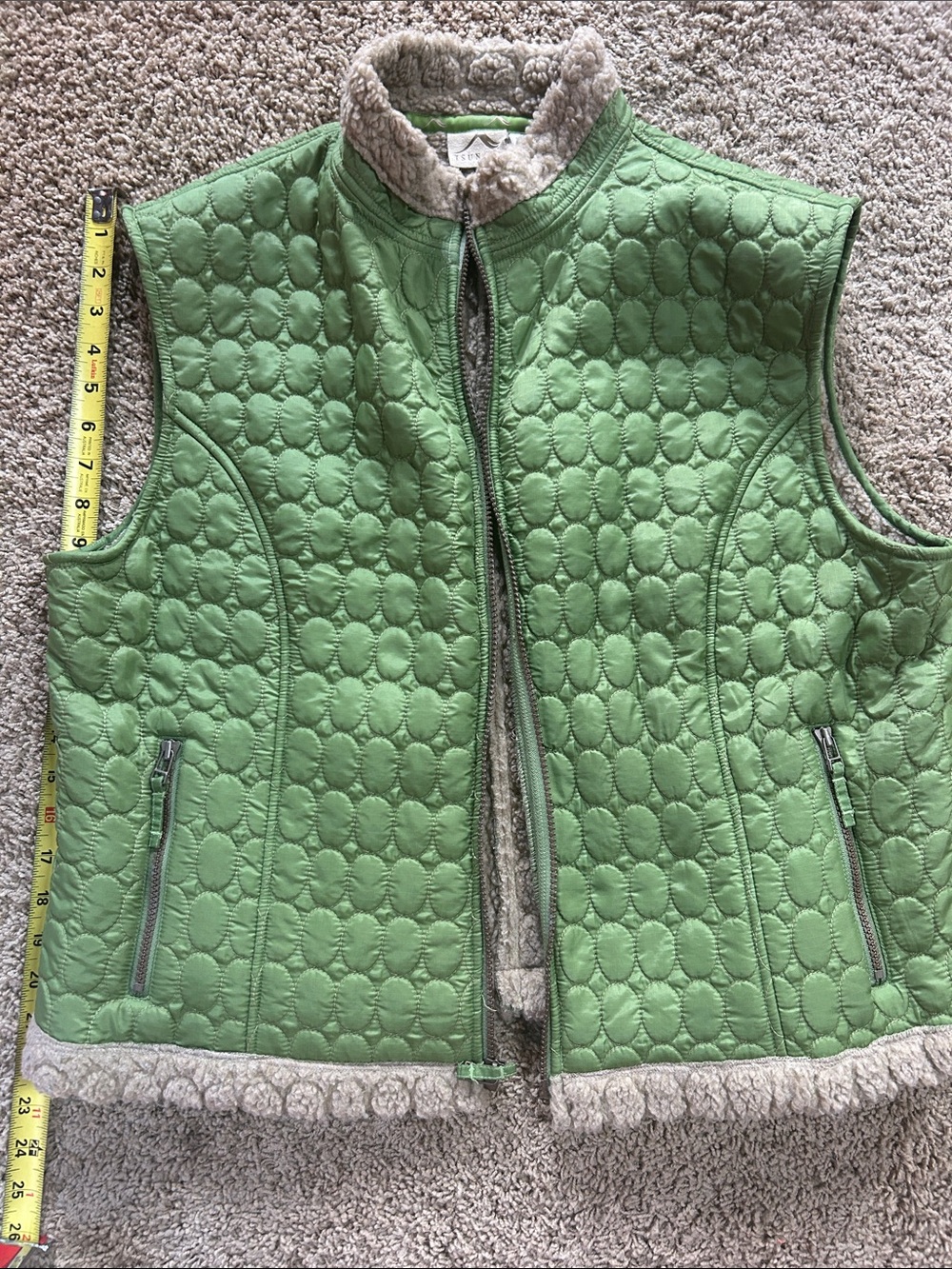 Women's Green Quilted Sherpa-fleece Lined Vest size XL